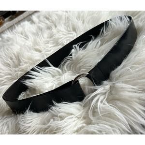Nine West Women's Italian Leather Single Hoop Adjustable Belt Black Medium‎